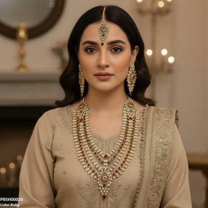 PBSH00020 FRN Tear Flower Bridal Mala Set - PBSH