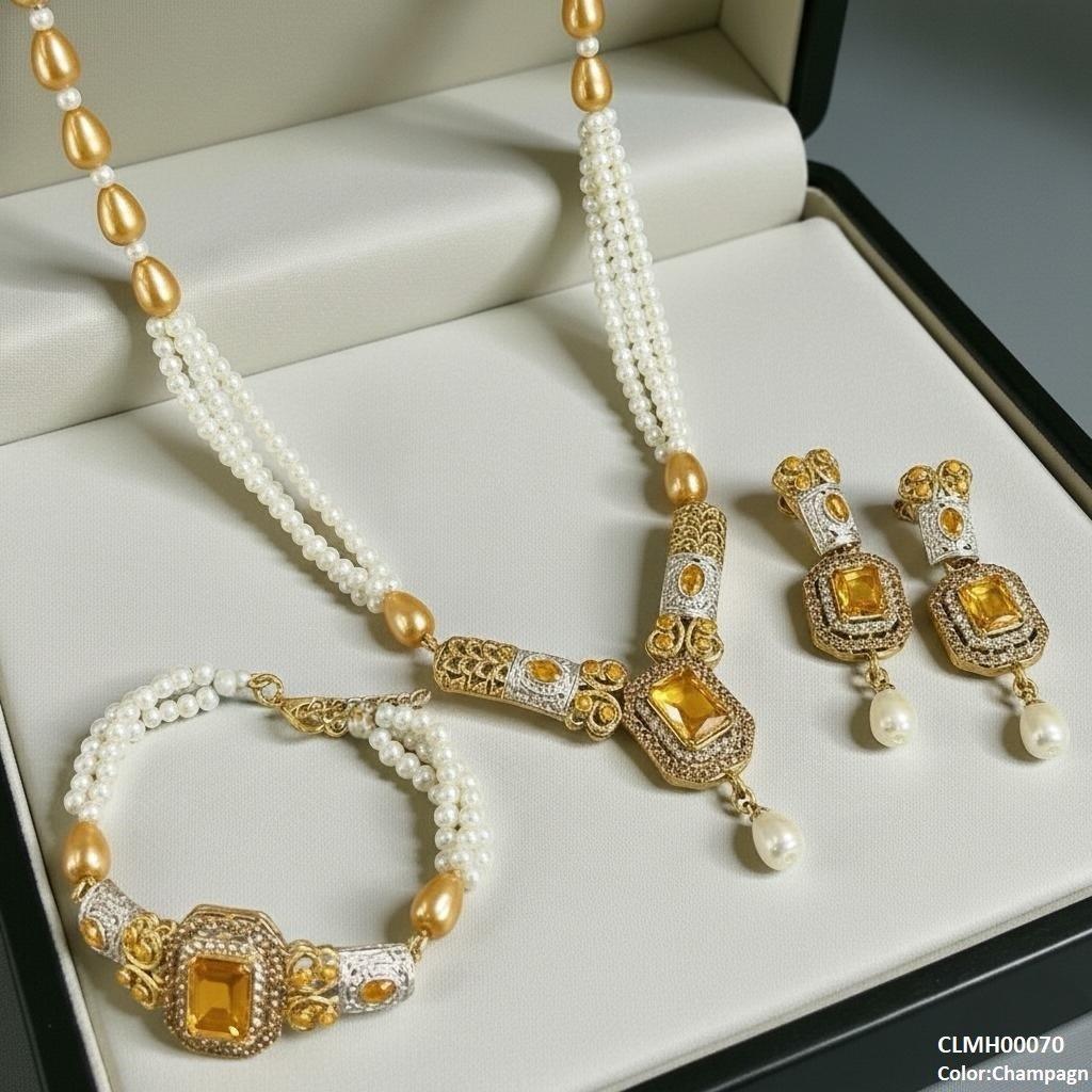 CMLH00070 SDQ Rectangle Pearl Drop Mala Set - CMLH