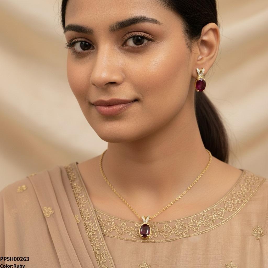 PPSH00263 SDQ Oval Drop Pedant Set - PPSH