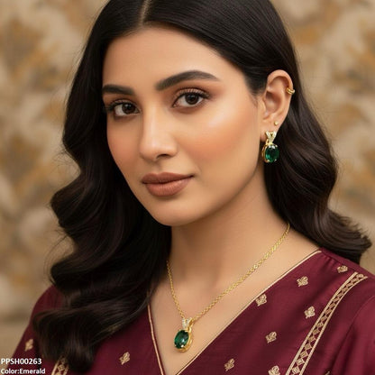 PPSH00263 SDQ Oval Drop Pedant Set - PPSH