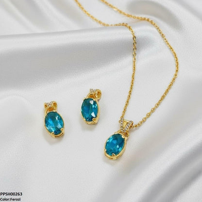 PPSH00263 SDQ Oval Drop Pedant Set - PPSH