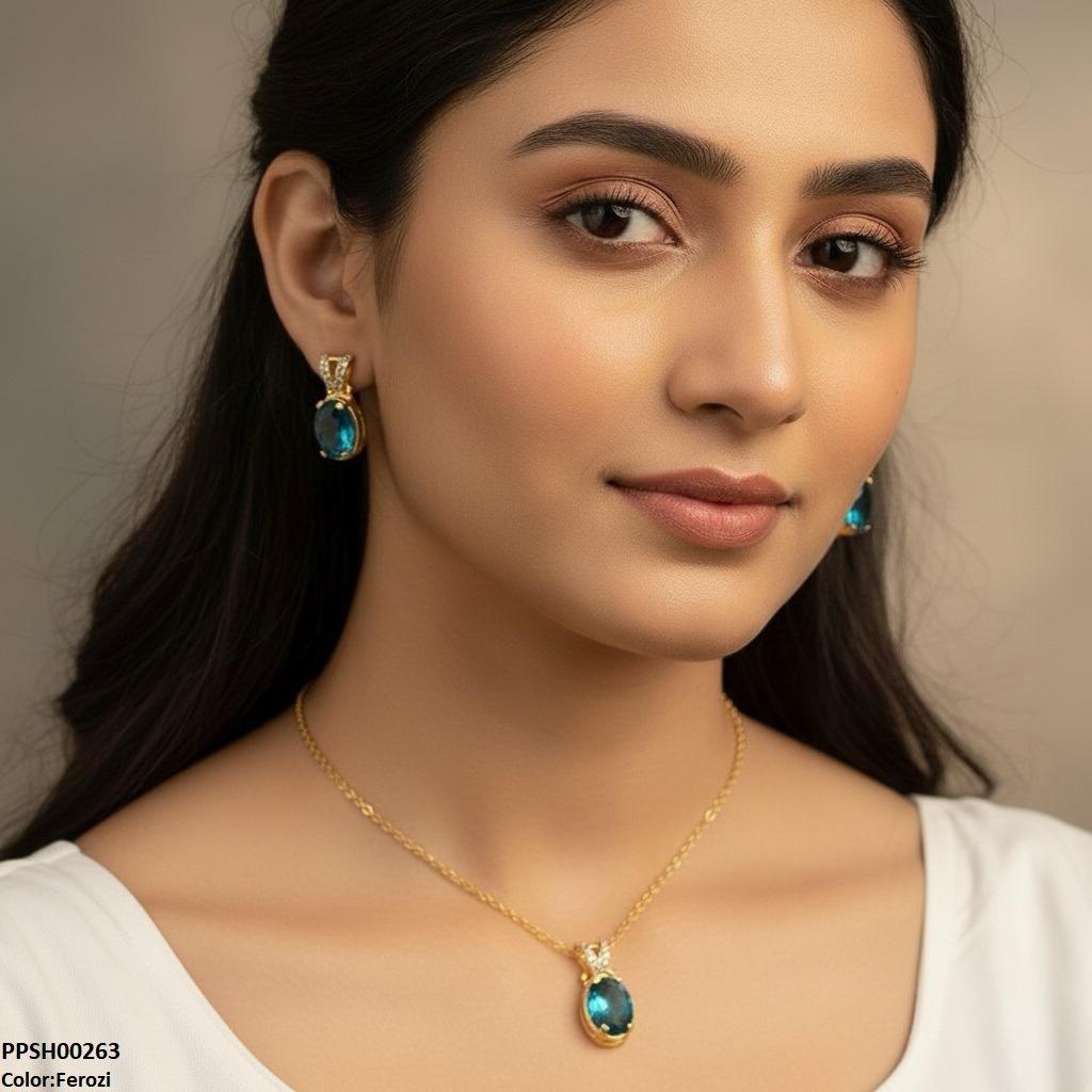 PPSH00263 SDQ Oval Drop Pedant Set - PPSH