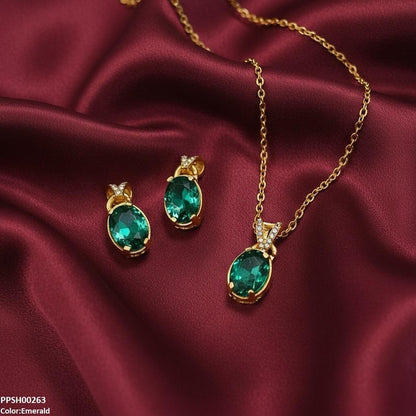 PPSH00263 SDQ Oval Drop Pedant Set - PPSH