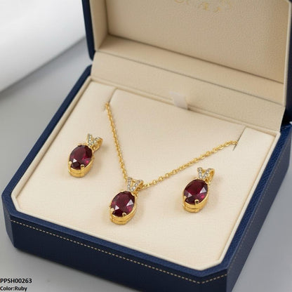 PPSH00263 SDQ Oval Drop Pedant Set - PPSH