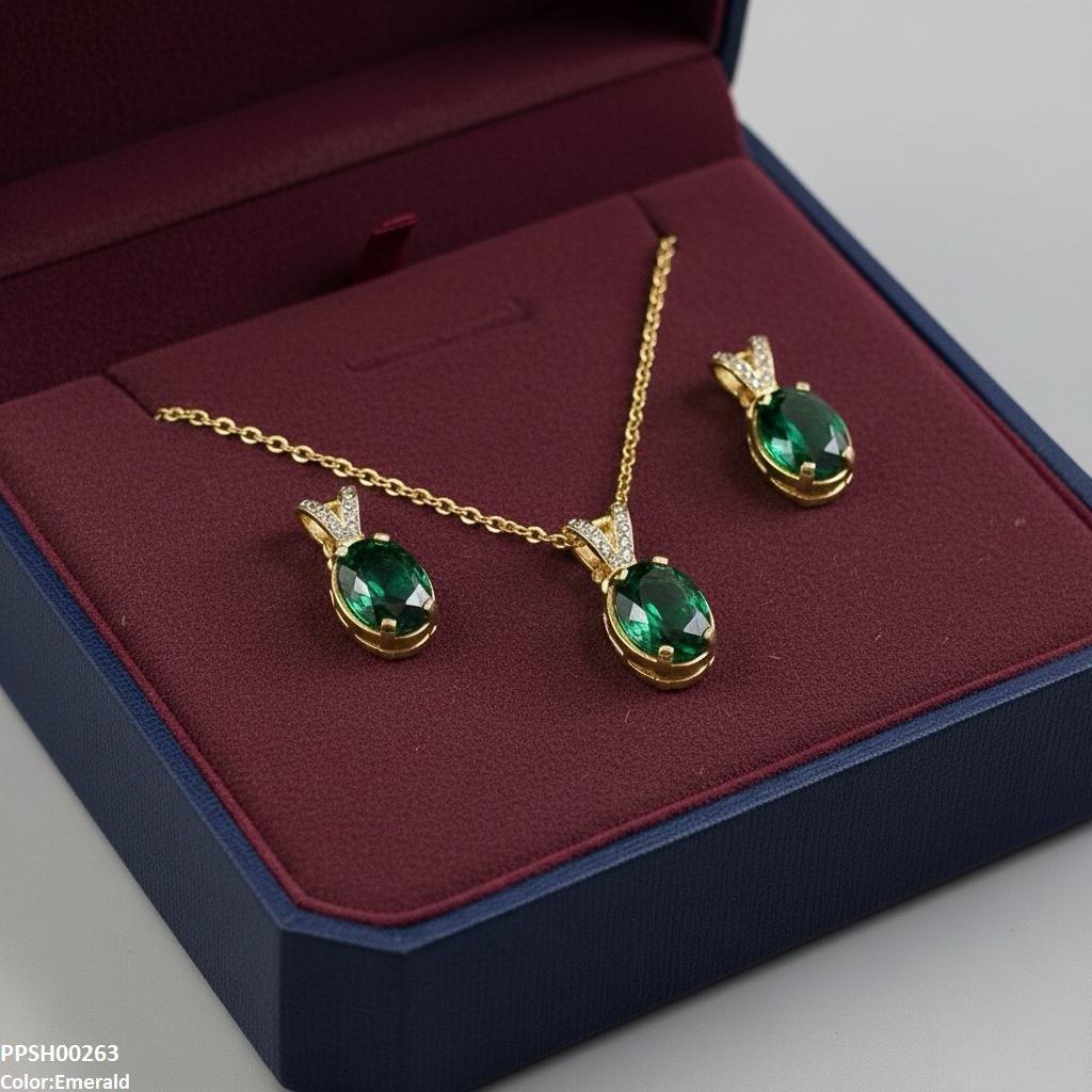 PPSH00263 SDQ Oval Drop Pedant Set - PPSH