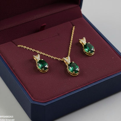 PPSH00263 SDQ Oval Drop Pedant Set - PPSH