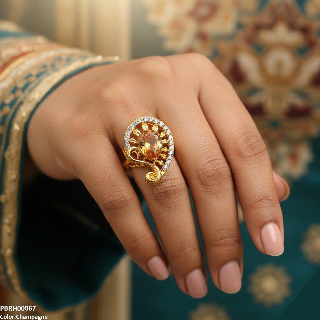 PRH00067 FRN Tear Flower Ring Adjustable - PRH