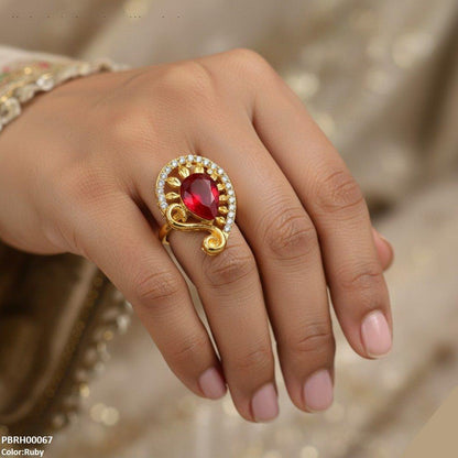 PRH00067 FRN Tear Flower Ring Adjustable - PRH