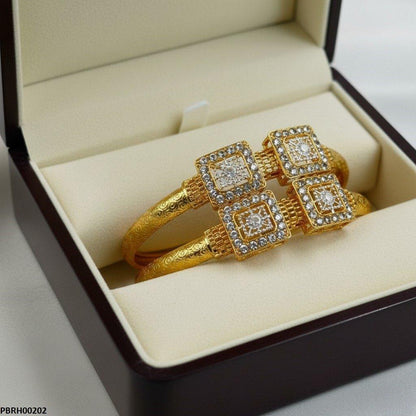 PBRH00202 MZM Double Square Flower Bangle Set - PBRH