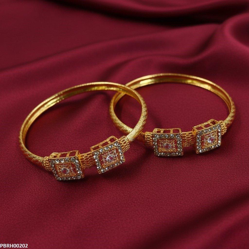 PBRH00202 MZM Double Square Flower Bangle Set - PBRH