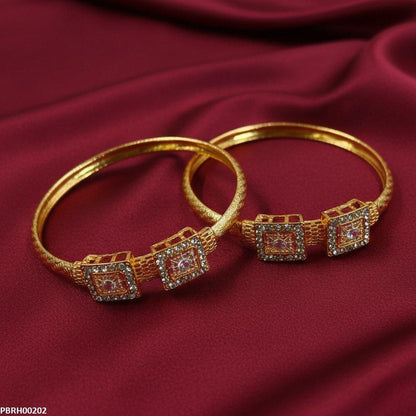 PBRH00202 MZM Double Square Flower Bangle Set - PBRH