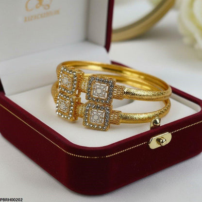 PBRH00202 MZM Double Square Flower Bangle Set - PBRH