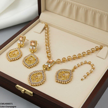 CMLH00071 SDQ Square Flower Drop Mala Set  - CMLH