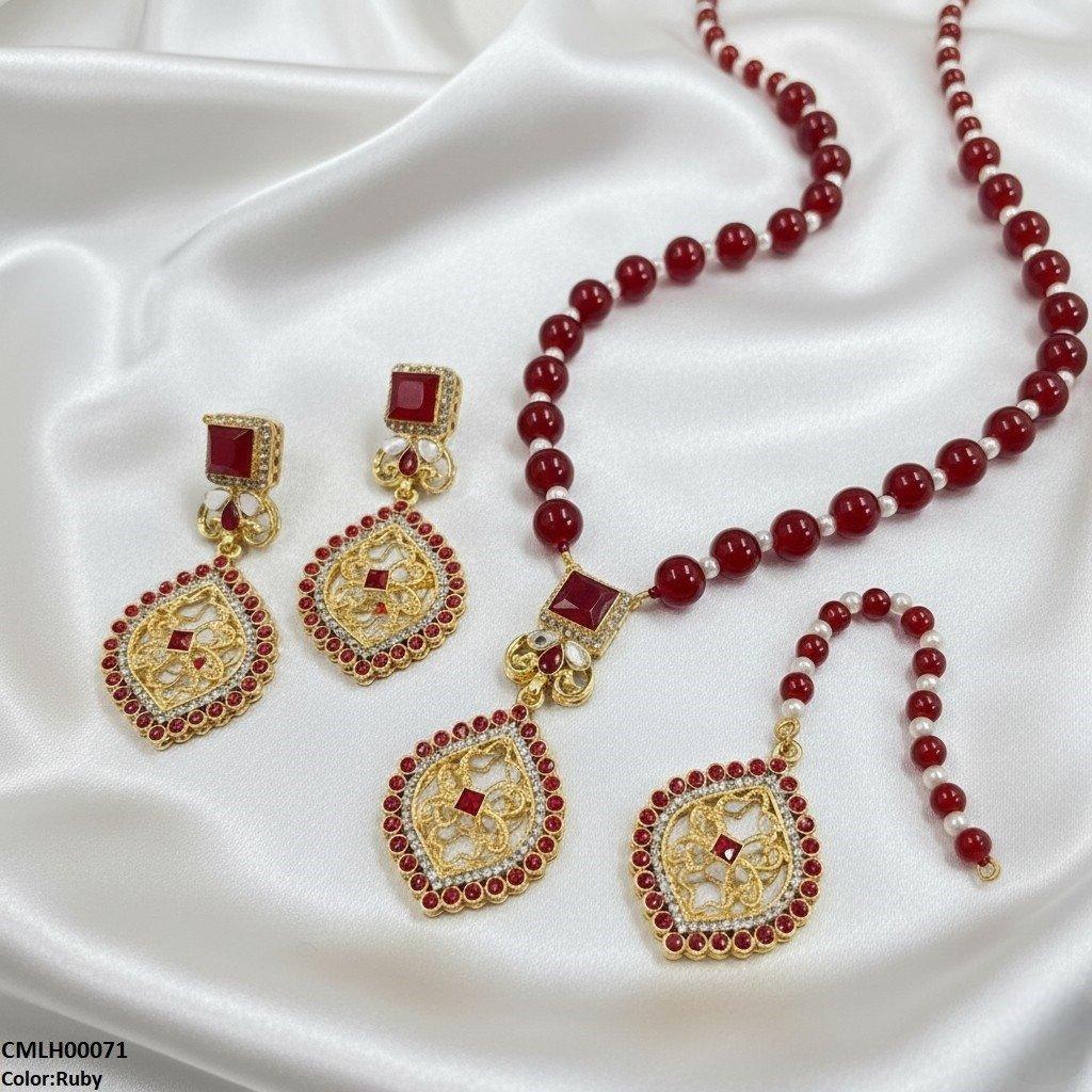 CMLH00071 SDQ Square Flower Drop Mala Set  - CMLH