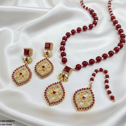 CMLH00071 SDQ Square Flower Drop Mala Set  - CMLH