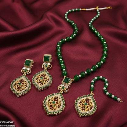 CMLH00071 SDQ Square Flower Drop Mala Set  - CMLH