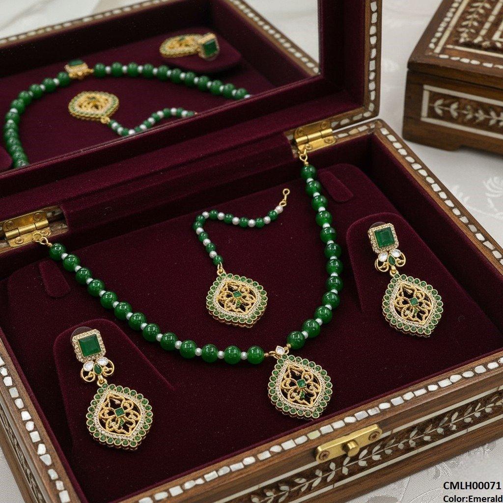 CMLH00071 SDQ Square Flower Drop Mala Set  - CMLH