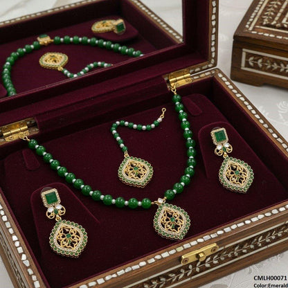 CMLH00071 SDQ Square Flower Drop Mala Set  - CMLH