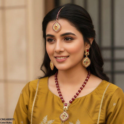 CMLH00071 SDQ Square Flower Drop Mala Set  - CMLH