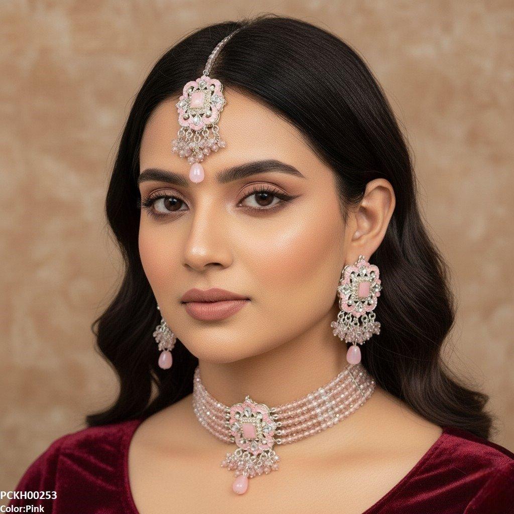 PCKH00253 SDQ Square Pearl Drop Choker Set - PCKH