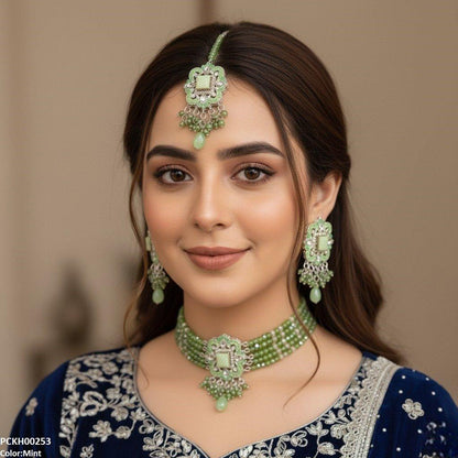 PCKH00253 SDQ Square Pearl Drop Choker Set - PCKH