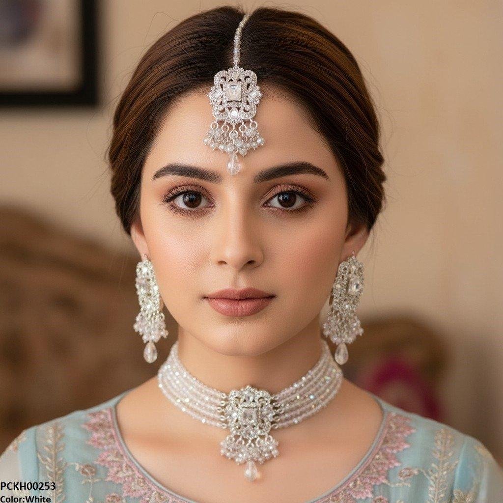 PCKH00253 SDQ Square Pearl Drop Choker Set - PCKH