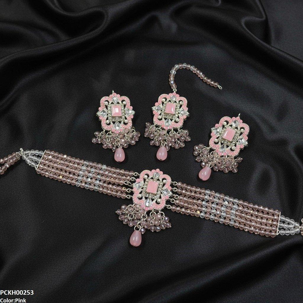 PCKH00253 SDQ Square Pearl Drop Choker Set - PCKH