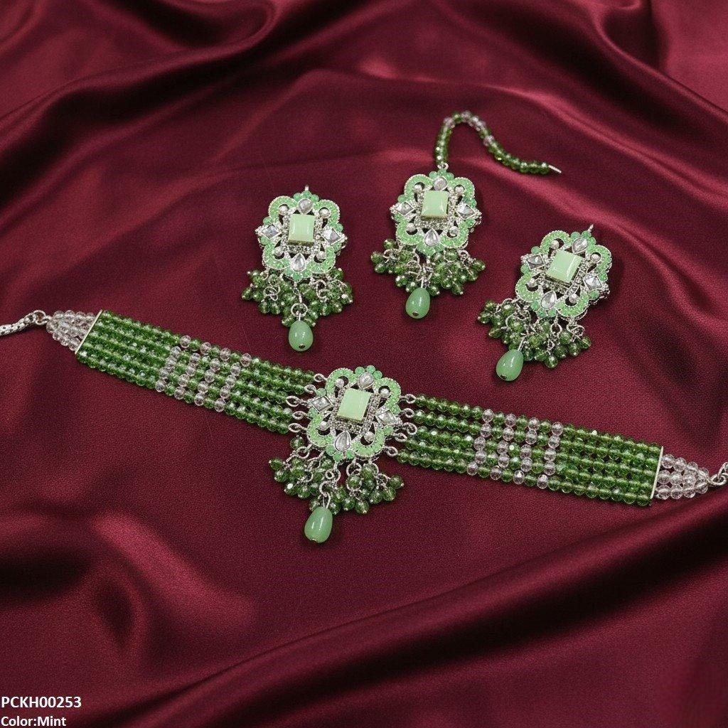 PCKH00253 SDQ Square Pearl Drop Choker Set - PCKH