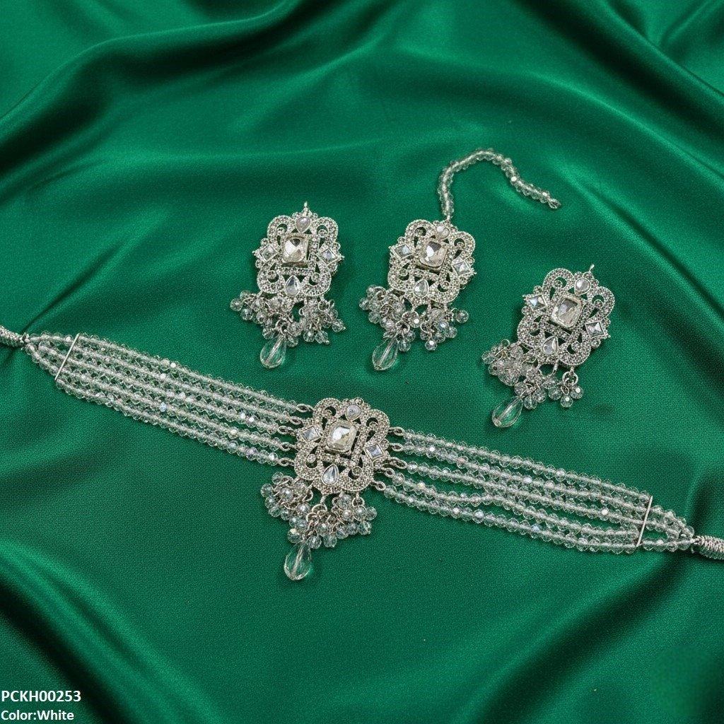 PCKH00253 SDQ Square Pearl Drop Choker Set - PCKH