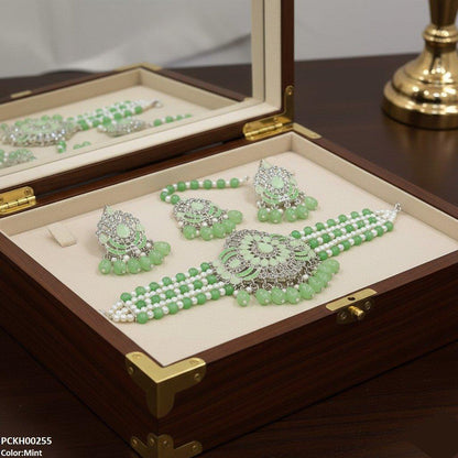 PCKH00255 SDQ Tear White Pearl Drop Choker Set - PCKH