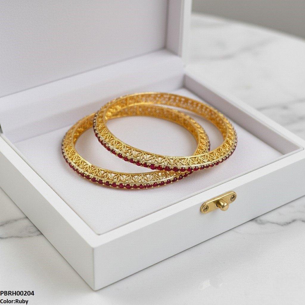 PBRH00204 FRN Pearl Flower Bangle Set - PBRH