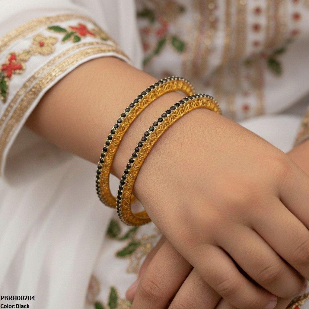 PBRH00204 FRN Pearl Flower Bangle Set - PBRH