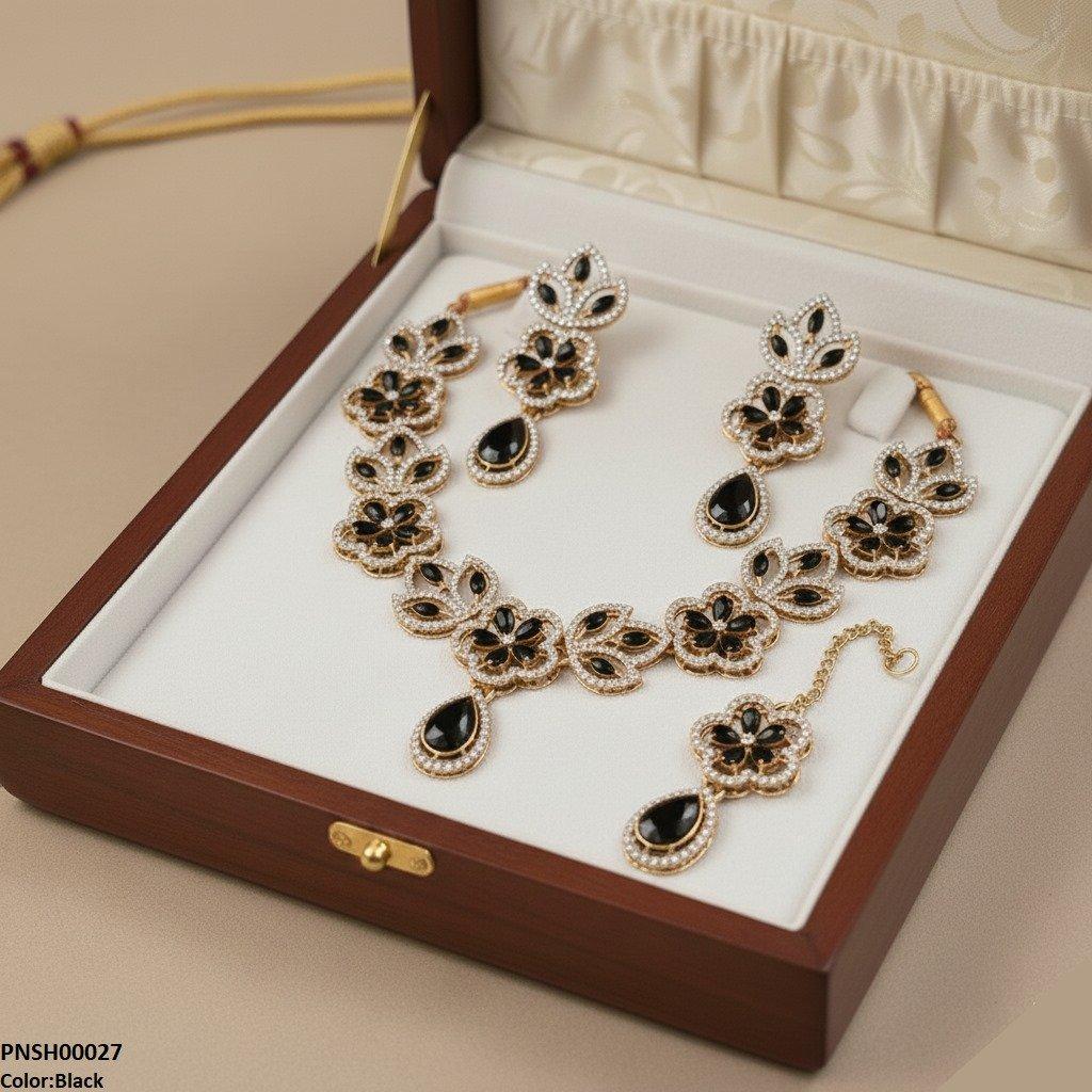 PNSH00027 FRN Tear Flower Necklace Set - PNSH