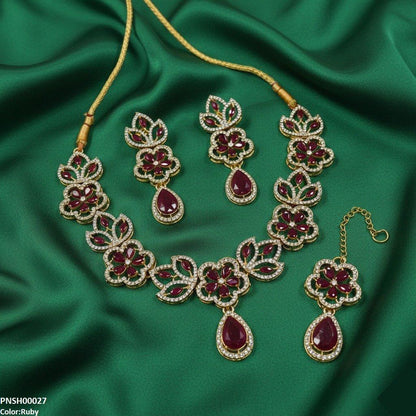 PNSH00027 FRN Tear Flower Necklace Set - PNSH