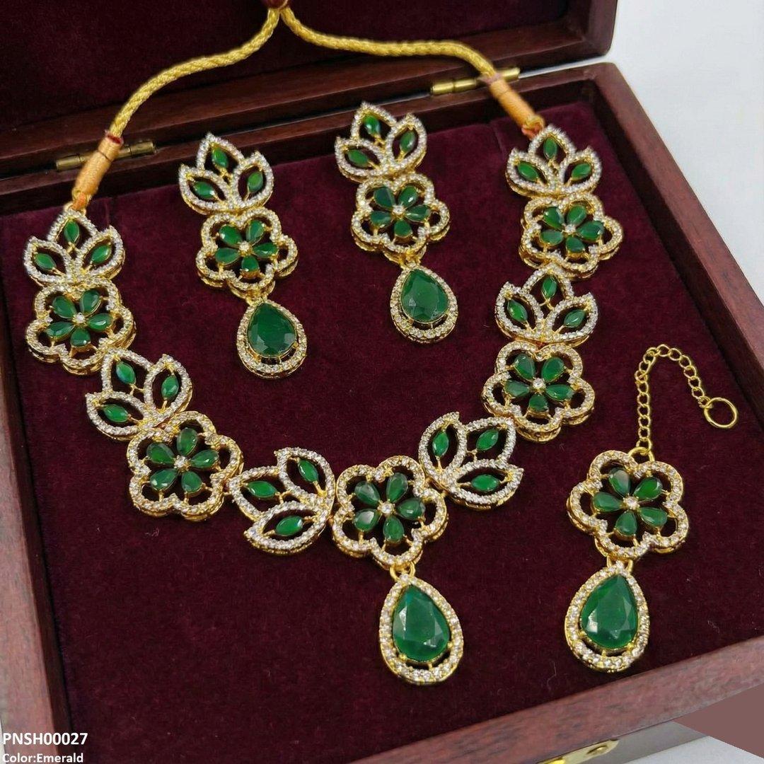 PNSH00027 FRN Tear Flower Necklace Set - PNSH