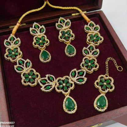 PNSH00027 FRN Tear Flower Necklace Set - PNSH