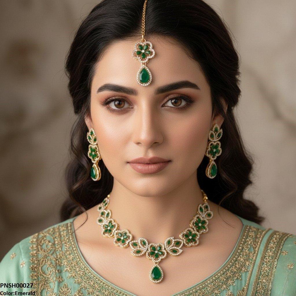 PNSH00027 FRN Tear Flower Necklace Set - PNSH