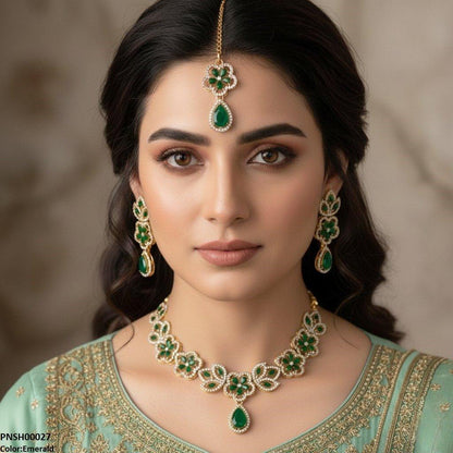 PNSH00027 FRN Tear Flower Necklace Set - PNSH