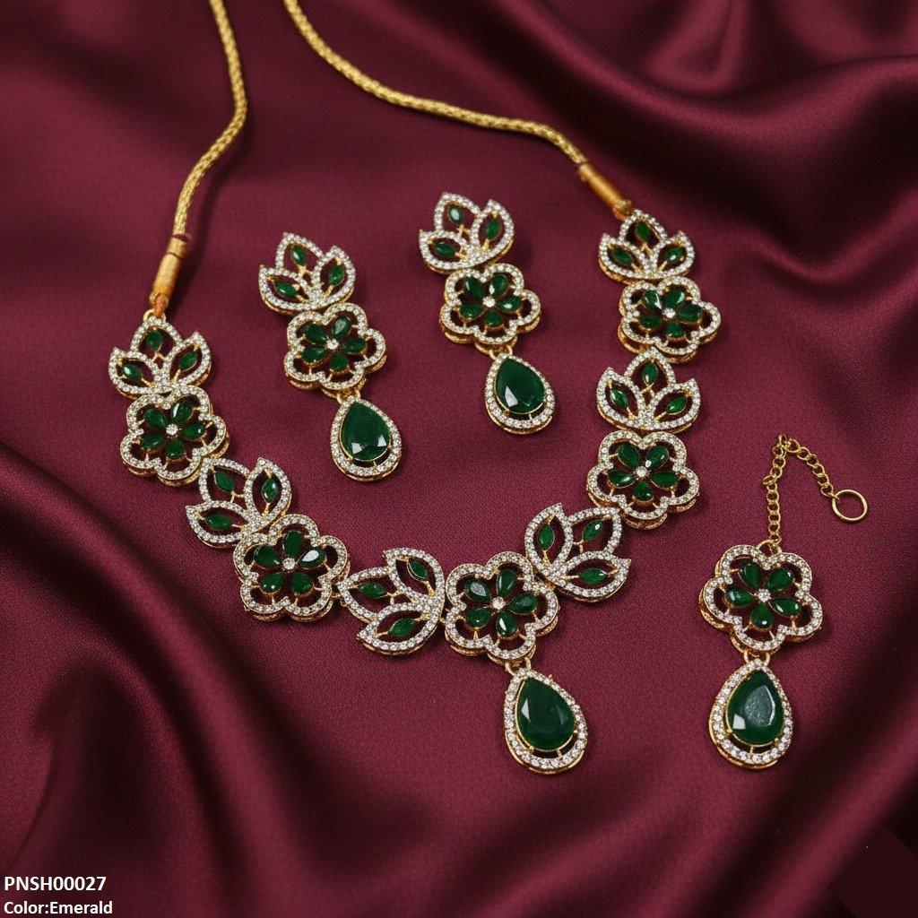 PNSH00027 FRN Tear Flower Necklace Set - PNSH