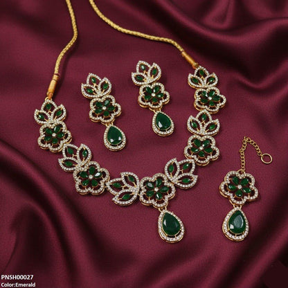 PNSH00027 FRN Tear Flower Necklace Set - PNSH