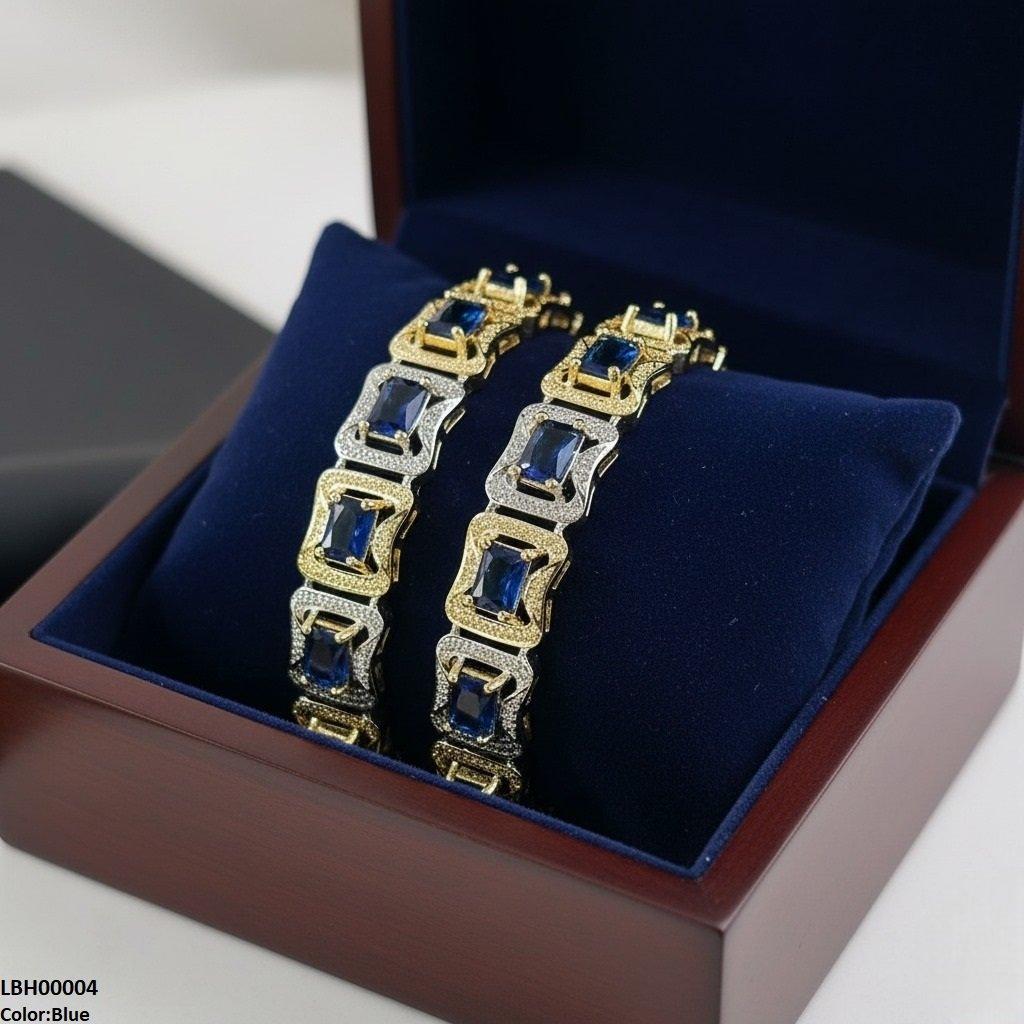 LBH00004 ANI Rectangle Stone Bangle Set - LBH