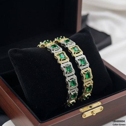 LBH00004 ANI Rectangle Stone Bangle Set - LBH