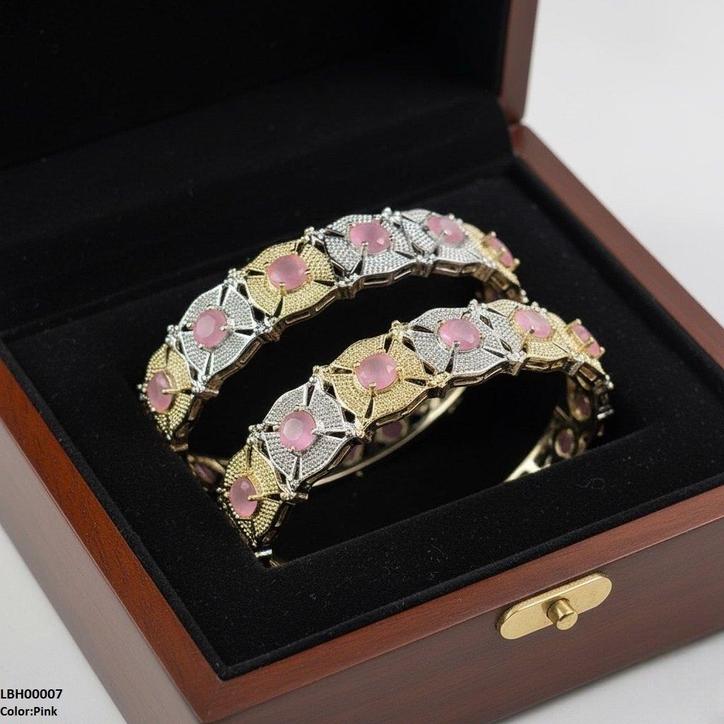 LBH00007 ANI Round Flower Bangle Set - LBH