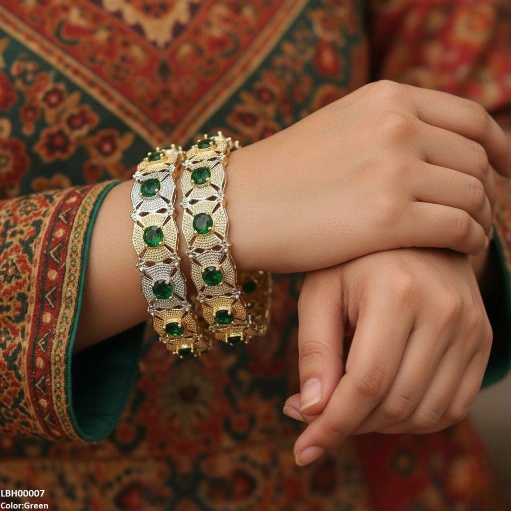 LBH00007 ANI Round Flower Bangle Set - LBH