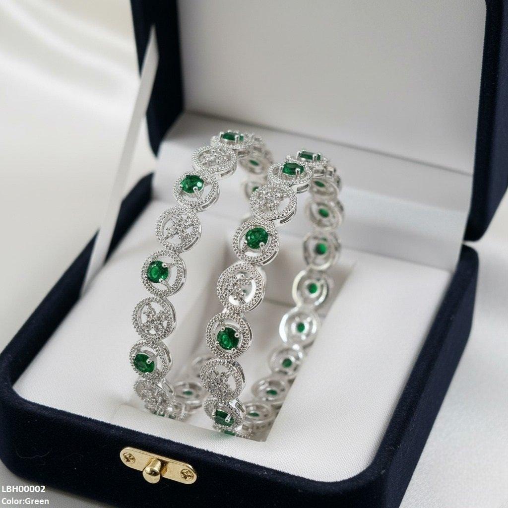 LBH00002 ANI Round Flower Stone Bangle Set - LBH