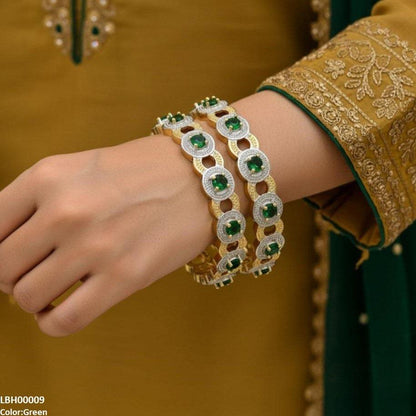 LBH00009 ANI Round Stone Linked Bangle Set - LBH