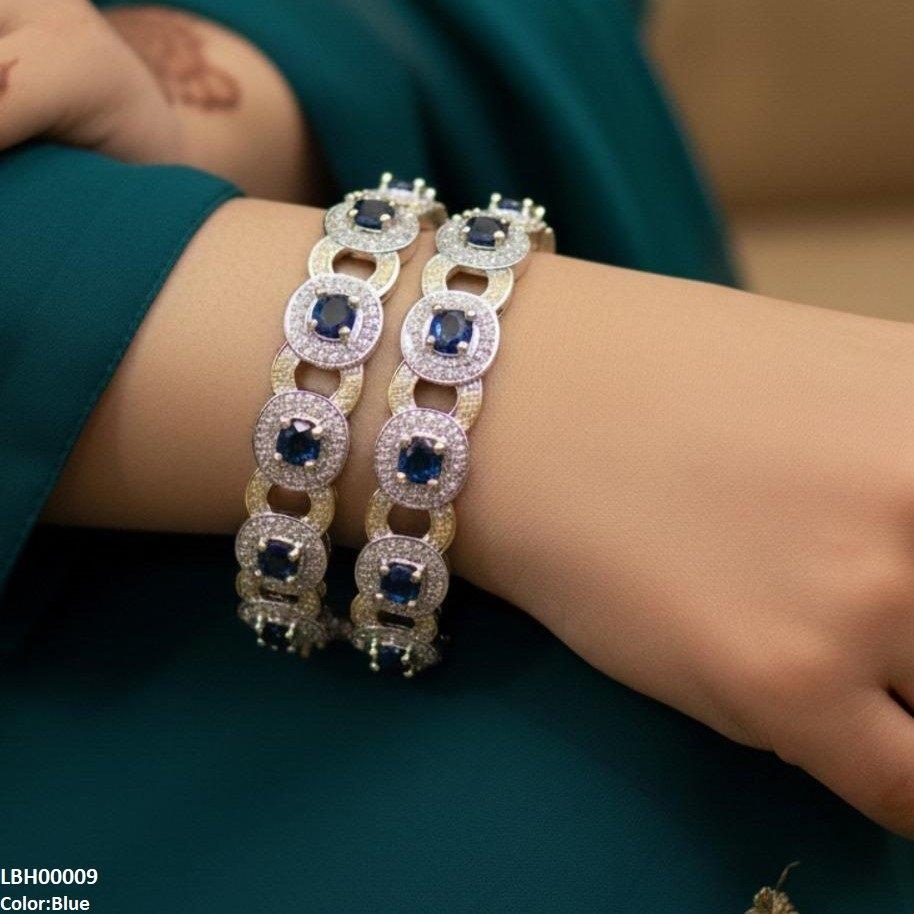 LBH00009 ANI Round Stone Linked Bangle Set - LBH