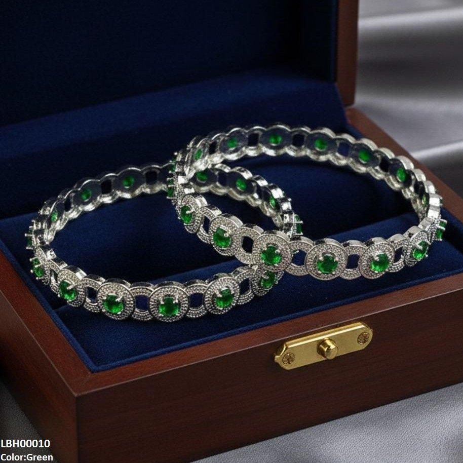 LBH00010 ANI Round Stone Linked Bangle Set - LBH