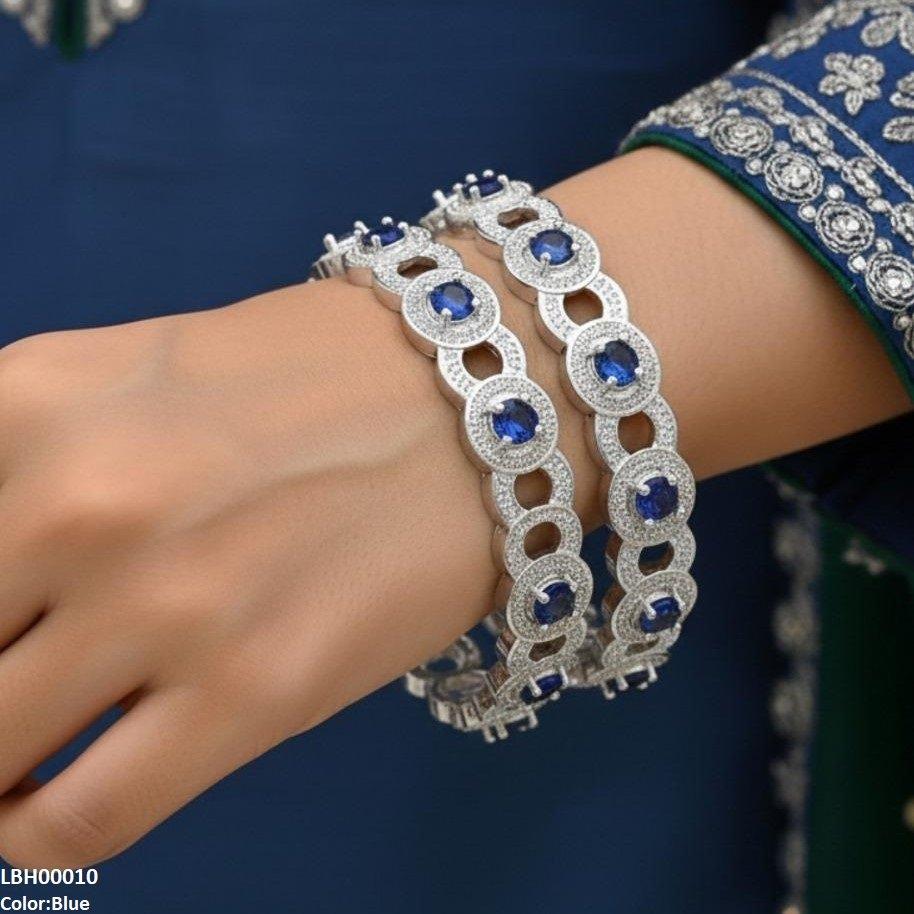 LBH00010 ANI Round Stone Linked Bangle Set - LBH