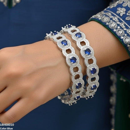 LBH00010 ANI Round Stone Linked Bangle Set - LBH